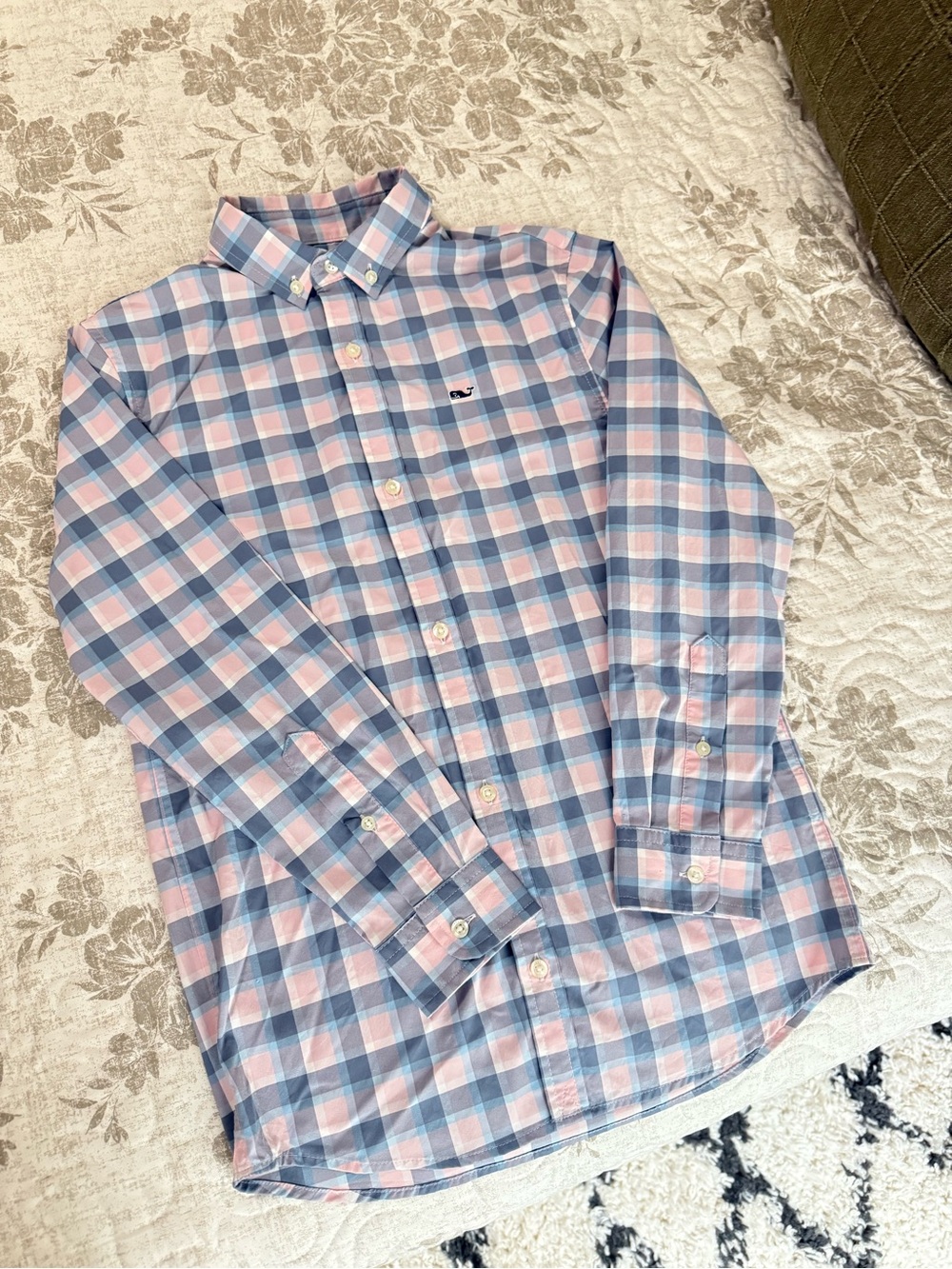 Vineyard Vines Pink and Light Blue Plaid Button-Down Shirt